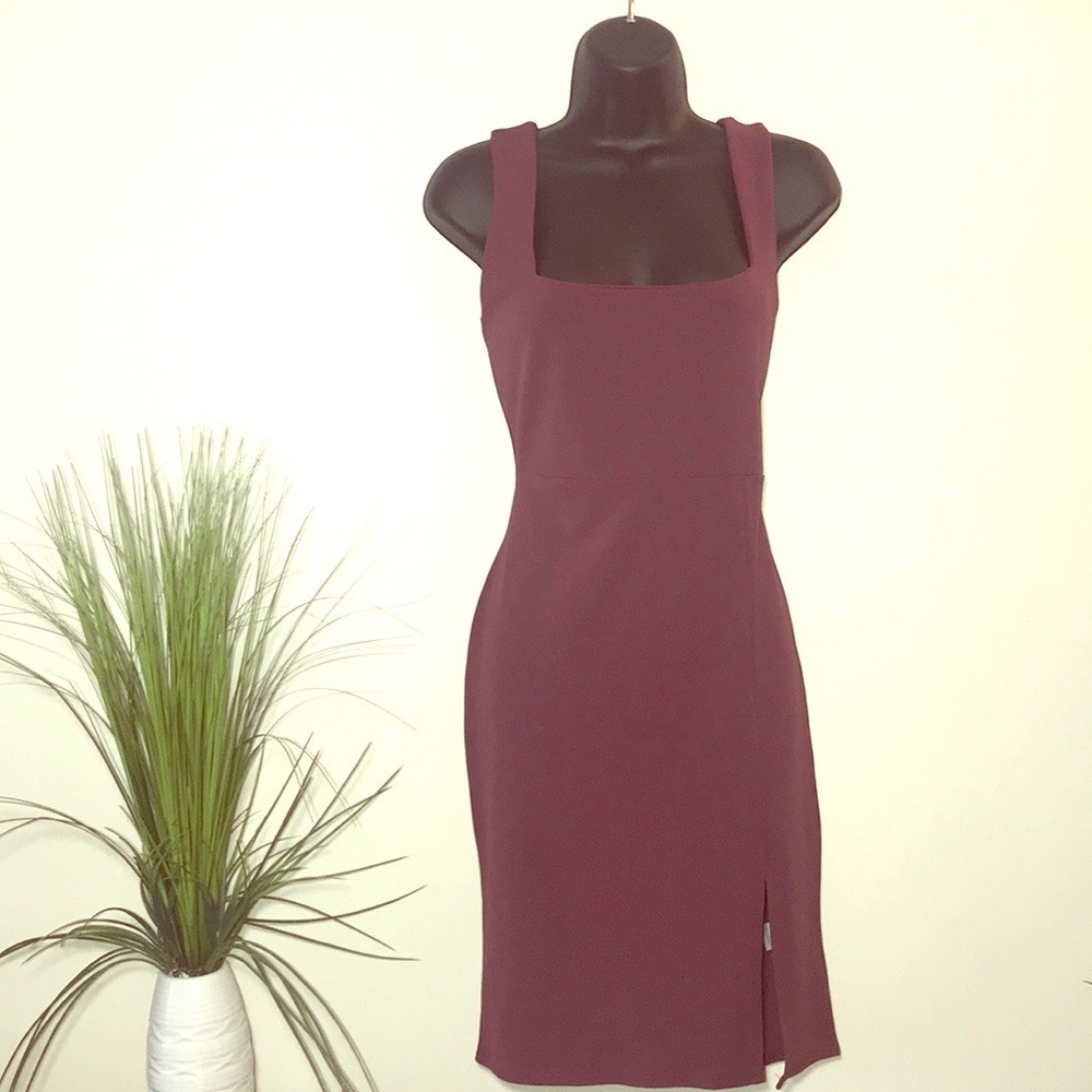 Missguided Square neck Side Split Midi Dress - Picture 2 of 8
